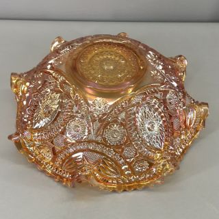 Vintage Imperial Long Hobstar Marigold Carnival Glass Bowl 10.  5 "
