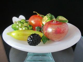 Vintage Murano Glass Fruit,  Gold Leaf,  Italian Art Glass Banana,  Pear,  Grapes,