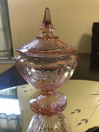Mayfair Pink By Anchor Hocking - Vintage Candy Dish With Lid - Depression Glass