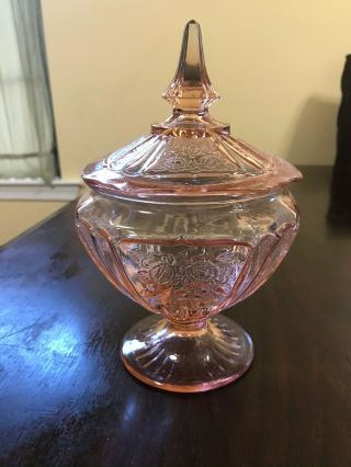 Mayfair Pink by Anchor Hocking - Vintage Candy Dish with Lid - Depression Glass 2