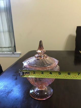 Mayfair Pink by Anchor Hocking - Vintage Candy Dish with Lid - Depression Glass 8