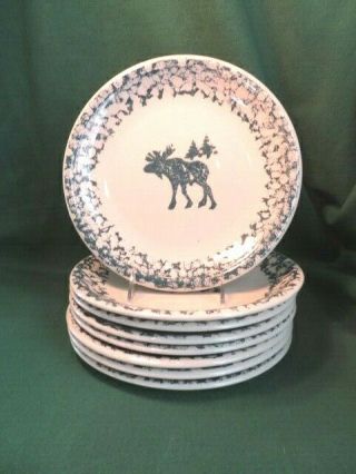 8 " Moose Country " 10 1/2 " Dinner Plate Folk Craft N.  Country Line By Tienshan