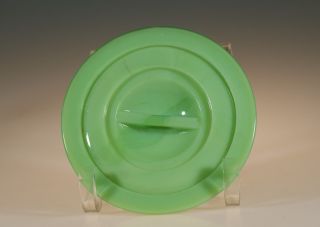 Jeannette Glass Company Dark Jadite 4 - 3/4 Inch Round Drippings Jar Lid C.  1930