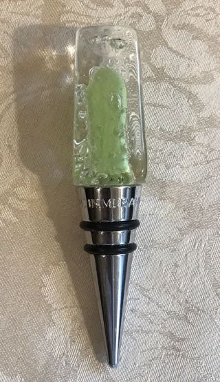 Authentic Vetro Artistico Murano Handblown Green Ice Glass Wine Bottle Stopper