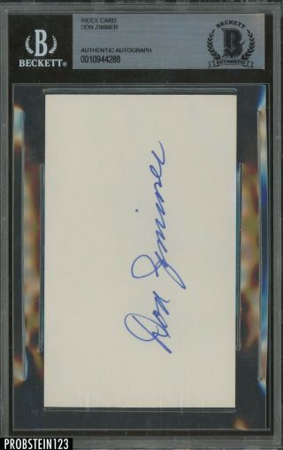 Don Zimmer Signed Index Card Auto Autograph Bgs Bas Certified Authentic
