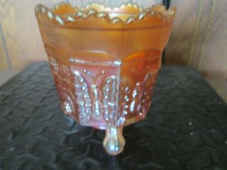 Vintage Marigold Carnival Glass Sugar Bowl Butterfly And Berry Pattern { No Lid