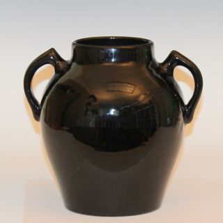 York Pfaltzgraff Art Deco Pottery Antique Vintage Mirror Black Arts & Craft Vase 2
