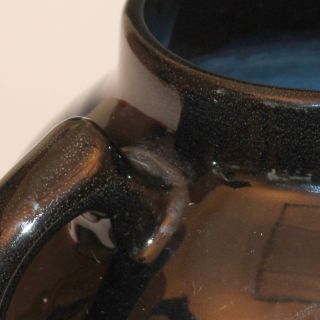 York Pfaltzgraff Art Deco Pottery Antique Vintage Mirror Black Arts & Craft Vase 5