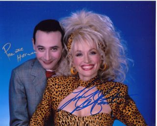 Peewee Herman Dolly Parton Signed By Both 8x10 Photo With