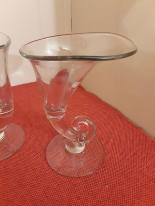 2 Clear Glass Cornucopia / Horn Of Plenty Vase 9 