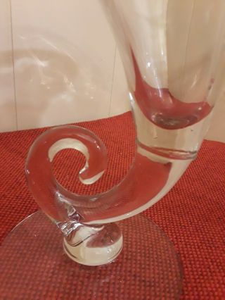 2 Clear Glass Cornucopia / Horn Of Plenty Vase 9 