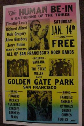 Hippie Human Be - In 1967 Poster San Francisco Art Drug 60s California Tim Leary