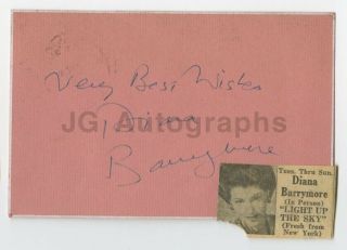 Diana Barrymore - American Film And Stage Actress - Authentic Autograph