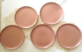 5 Russel Wright Large Dinner Plates Coral Pink 10 " Modern American Steubenville
