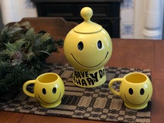 Vtg Mccoy Smiley Face Have A Happy Day Cookie Jar 1970 