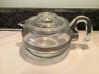 Vintage Pyrex Flameware 6 Cup Teapot Blue Tint W/lid 8446 - B