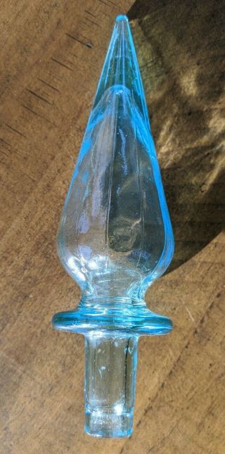 Empoli (?) Italian Glass Decanter Blue Rare Stopper Only Genie Bottle