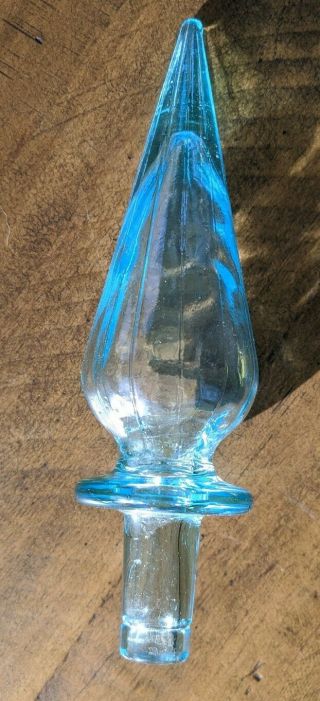 Empoli (?) Italian Glass Decanter Blue Rare Stopper Only Genie Bottle 2
