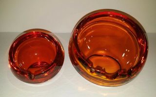 Vintage Viking Glass Ashtray Persimmon Orange Orb Mid Century Modern Art Globe