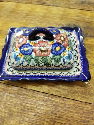 Polish Pottery Unikat Cream Cheese Dish Or Butter