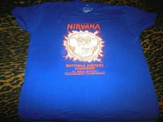 Nirvana / The Butthole Surfers / Chokebore Concert T - Shirt 3 - D Logo Oakland Ca
