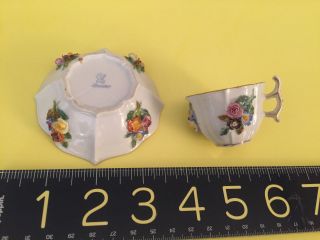 lovely Antique DRESDEN Meissen Miniature Demi TEA CUP & SAUCER with flowers RARE 3