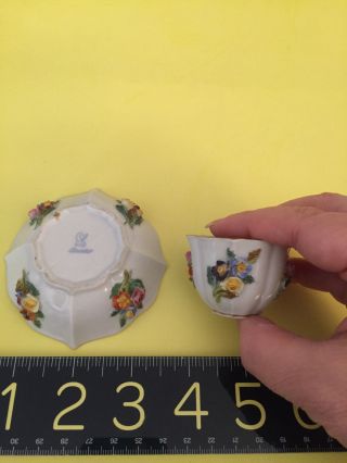 lovely Antique DRESDEN Meissen Miniature Demi TEA CUP & SAUCER with flowers RARE 4