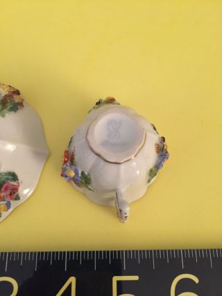 lovely Antique DRESDEN Meissen Miniature Demi TEA CUP & SAUCER with flowers RARE 6