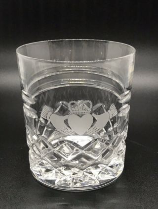 Galway Irish Crystal Claddagh Old Fashioned Glasses From Ireland Set Of 2