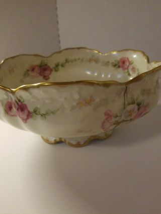 Antique 1914 Limoges France Elite Hand Painted Gold rimmed Bowl Roses 5