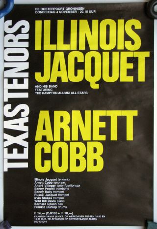 Jazz Poster: Texas Tenors Illinois Jacquet,  Arnett Cobb - Groningen Nl 1982