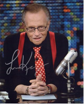 Larry King Legendary Cnn Tv Host Signed 8x10 Photo With