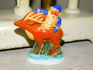Vtg 1994 S Rhoads Redware Pottery Old World Santa Reindeer Christmas Figurine