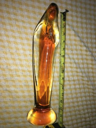 Pilgrim Art Glass Madonna Figurine Statue Amber Clear 13 1/2 " Tall Thick 4.  5 Lbs