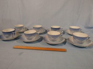 Set 8 Vintage Bing & Grondahl Seagull Pattern Flat Cups & Saucers