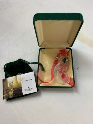 Vintage Waterford Signed Crystal Seahorse Ornament W/ Box 5