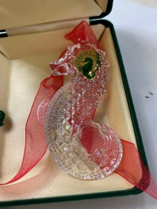 VINTAGE WATERFORD SIGNED CRYSTAL SEAHORSE ORNAMENT W/ BOX 5 2
