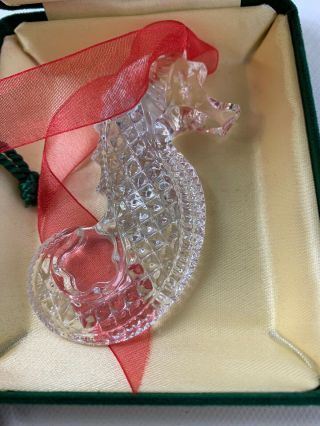 VINTAGE WATERFORD SIGNED CRYSTAL SEAHORSE ORNAMENT W/ BOX 5 3