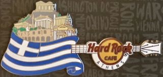 Hard Rock Cafe Athens Greece 2017 Core Country Flag Guitar Series Pin W/card