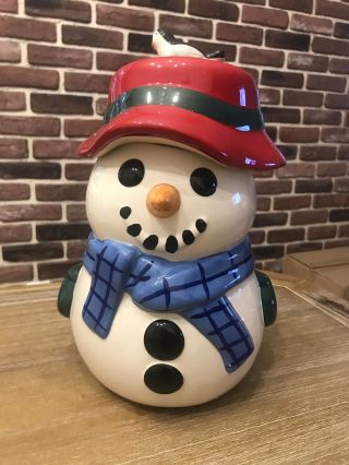 Rare Pfaltzgraff (snow Village) Cookie Jar Snowman