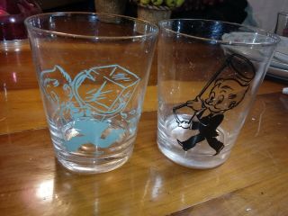 Set Of 2 Vintage Rocks Glasses Advertising Southern Bartender W/ Ice & Jigger