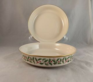 Set Of 2 Lenox Holiday Dimension Coupe Soup Bowls