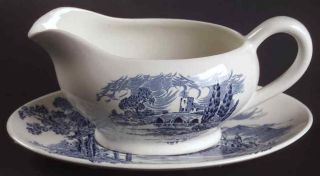 Wedgwood Countryside Blue Gravy Boat & Underplate 783294