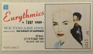 Eurythmics Very Rare Italian Concert Ticket 1989 Revival Tour Annie Lennox