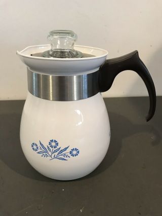 Vtg Corning Ware Blue Cornflower Stove Top 6 Cup Coffee Pot P - 166