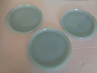 Set Of 3 Vintage Turquoise Blue Fire King 9” Plates