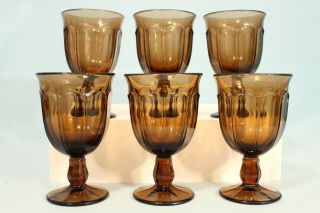 Noritake Provincial Brown Wine Water Goblets Drinking Glasses Set Of 6