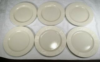 Pfaltzgraff Sierra White Stoneware Embossed leaf Dinner Plate 11 1/8 Inch Set 5 2