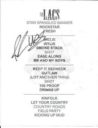 The Lacs Country Music Autographed / Signed Concert Set List Country Rap
