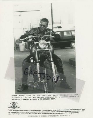 Mickey Rourke On Motorcycle Harley Rare Photo